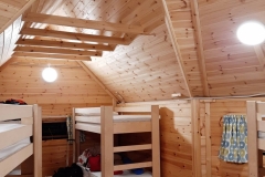 Timber yurts night time