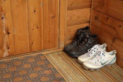 Timber yurts entrance